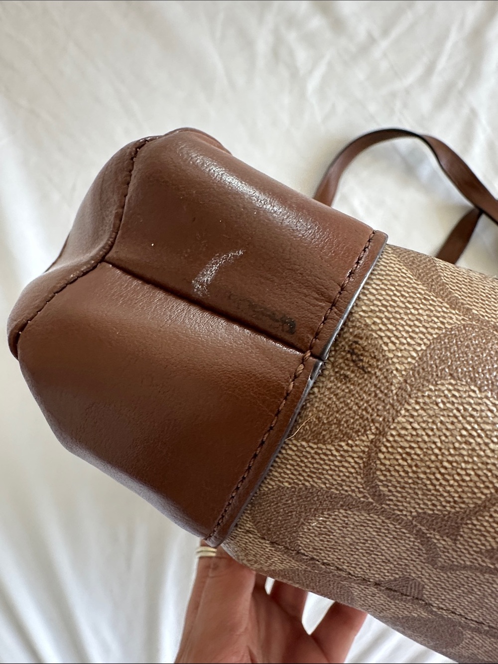 Coach Signature Canvas Tote in Brown and Dark Brown - Picture 14 of 16